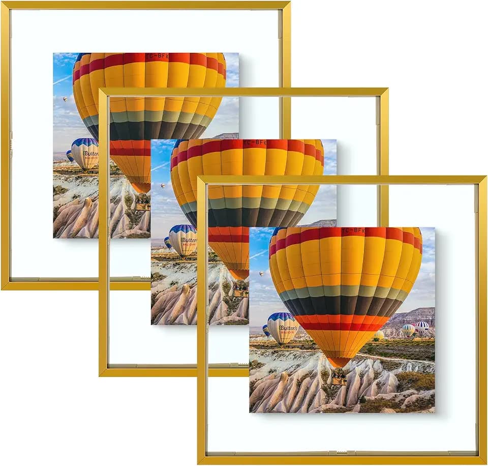 Golden State Art 12x12 Bronze Aluminum Floating Picture Frame, 3 Pack