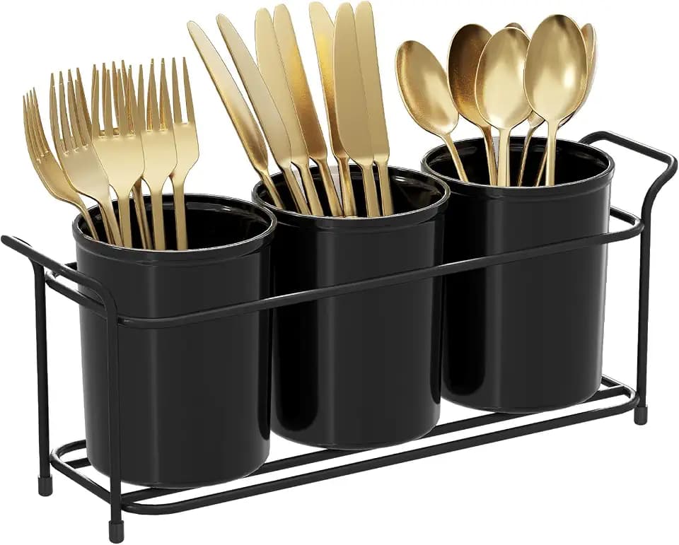 Lifewit Plastic Silverware Caddy with Metal Rack, Utensil Holder for Party
