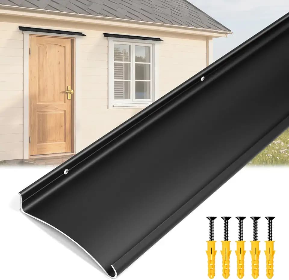 Raytano 4.3" Extra Wide Heavy-Duty Aluminum Door Rain Drip Guard,40" L Rain Deflector for Doors Windows Weather Shield for Home, Commercial Use (Size 40″ Length, 4.3″ Wide, 0.8″Height,Black)
