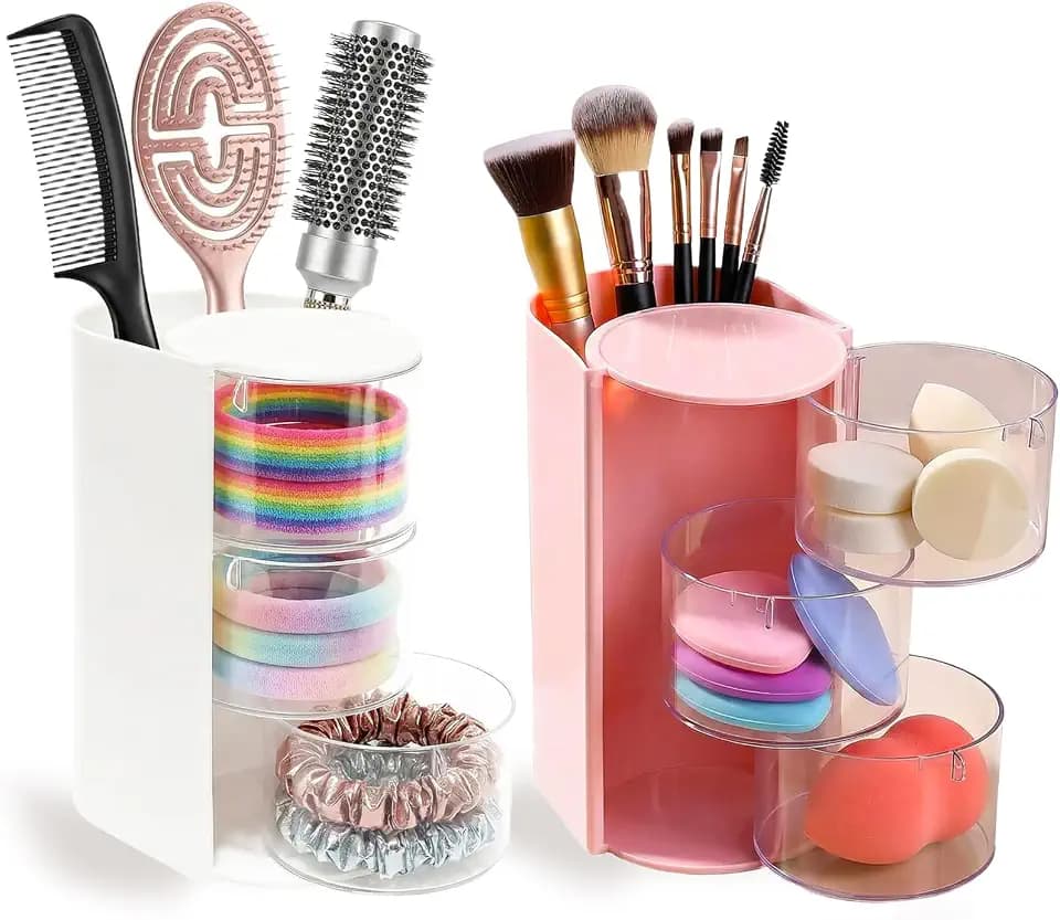 2 PCS Hair Accessories Organizer, 3-Layer Clear Hair Caddy Organizer