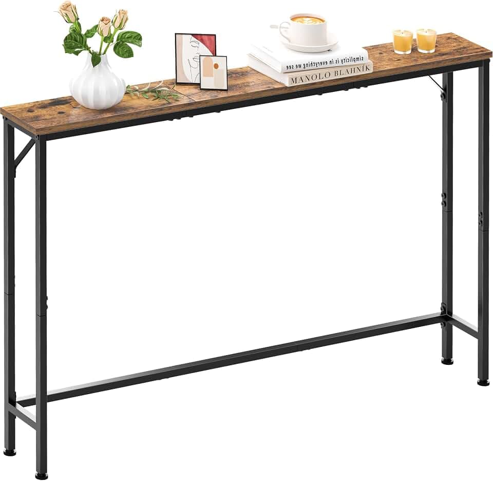 47.2" Console Table, Narrow Entryway Table, Skinny Sofa Table, Behind CouchTable, Long Skinny Table, DisplayTable for Entryway, Living Room, Foyer, Corridor, Office, Rustic Brown