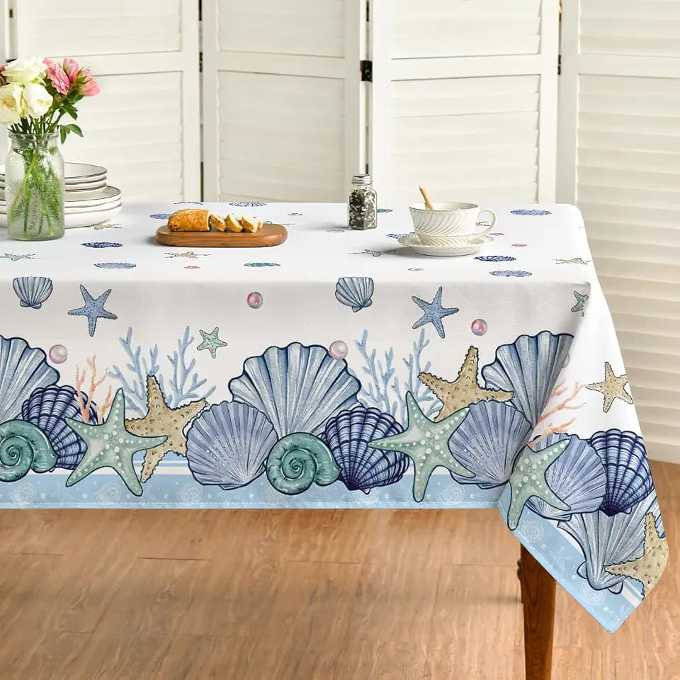 Horaldaily Summer Tablecloth 60 x 84 Inch Rectangular Blue Watercolor
