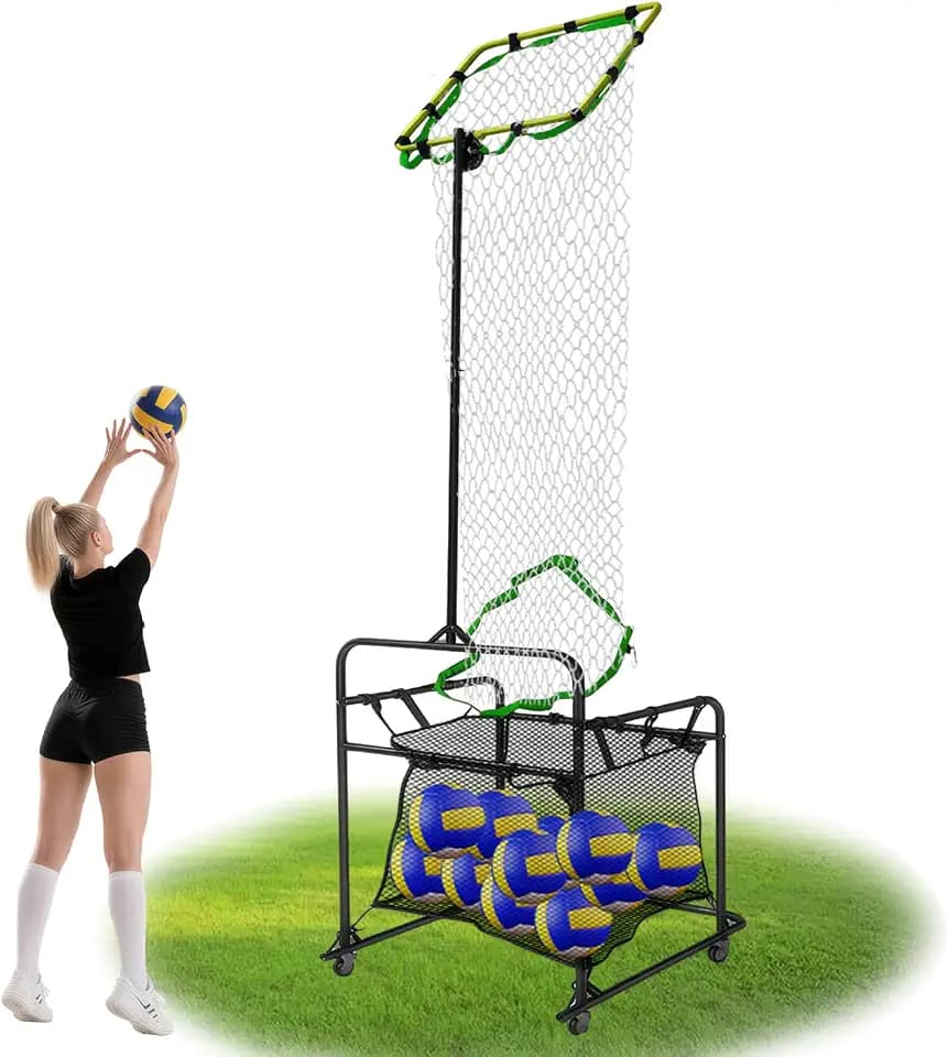 Volleyball Setter Trainer Net, Volleyball Setter Training Equipment with Ball Collection Bag, Volleyball Target Net for Serving, Spiking, and Setting Training
