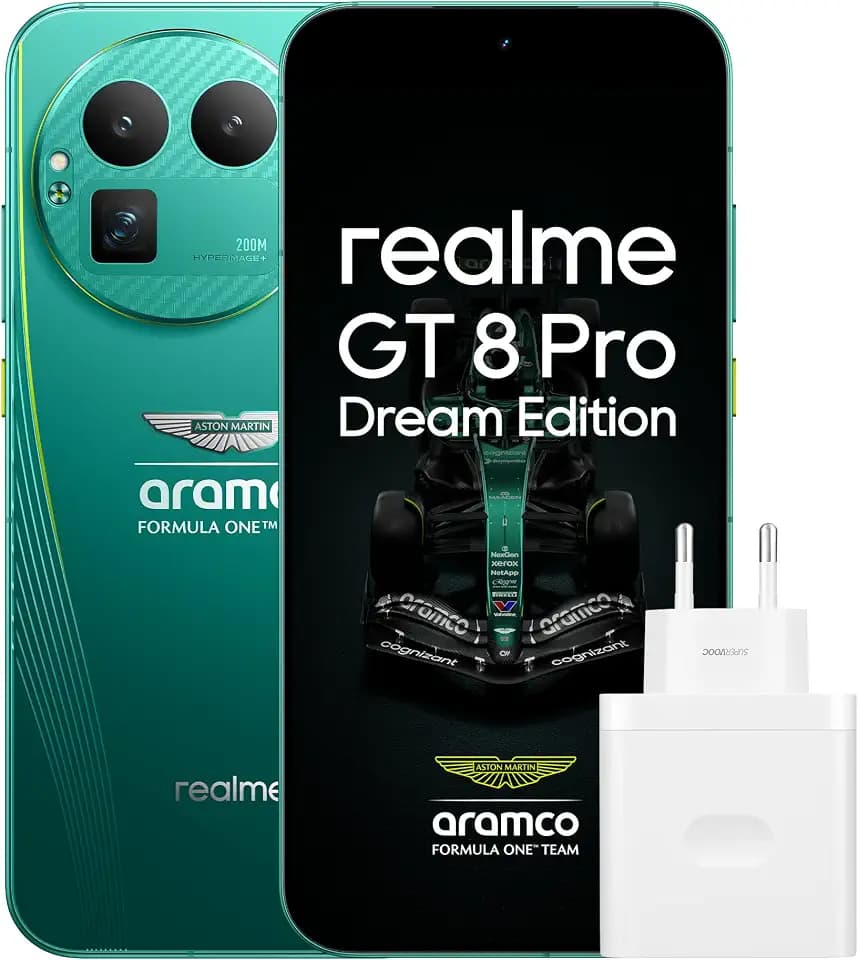 realme GT 8 Pro Smartphone 16GB+512GB, 200-MP-Teleobjektiv, Kamera mit RICOH GR-Technologie, Snapdragon 8 Elite Gen 5, 7000-mAh-Titan-Akku, 120 W Schnellladen, Aston Martin Green