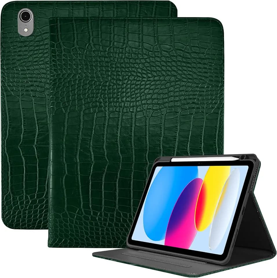 Hülle für iPad 11th Generation 11 Inch 2025 (A16),Generation/iPad 10 Generation Case 2022 10.9 Inch Case,Bleistifthalter Folio Crocodile Automat Schlaf/Wake Cover Frauen Mädchen