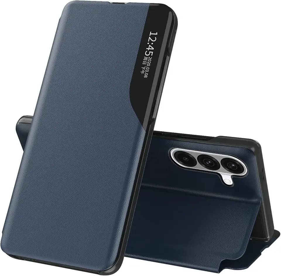 Fiyer Handyhülle für Samsung Galaxy S26 Plus Hülle Clear View Klappbar Leder Flip Case Galaxy S26 Plus Schutzhülle mit Ständer 360 Stoßfest Und Kratzfest Klapphülle für Samsung S26+ (Blau)