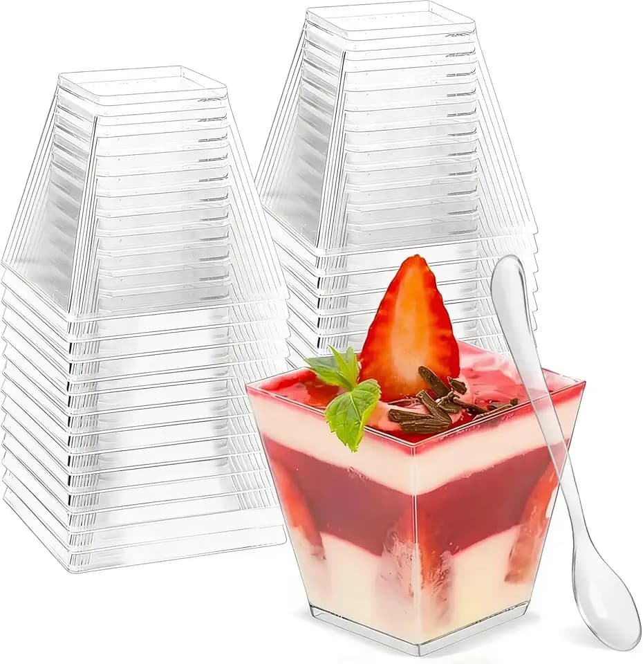 Zezzxu 200 Pcs 2 oz Dessert Shooter Cups with Spoons, Serves 100