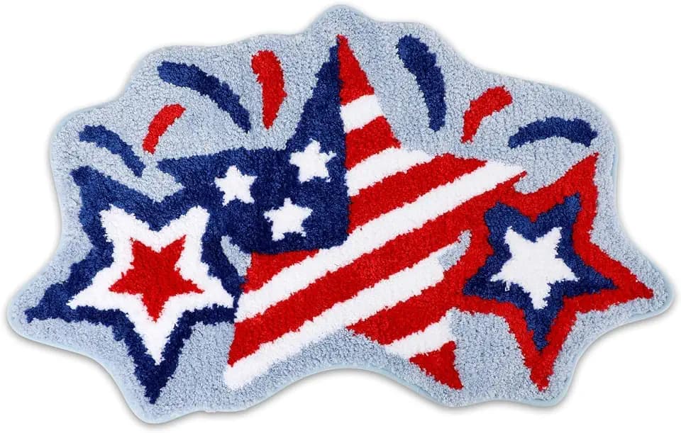 Percozzi 4th of July Bath Mat Patriotic Rug Stars Tufted Rug Non-Slip Floor Mat for 250 Anniversary Soft Absorbent Bathroom Rug Floor Bathroom Decor Independence Day Bath Rug 31.5''x 20.3''