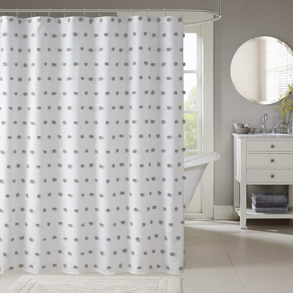 Madison Park Sophie Shower Curtain for Bathroom, 72 x 72, Grey