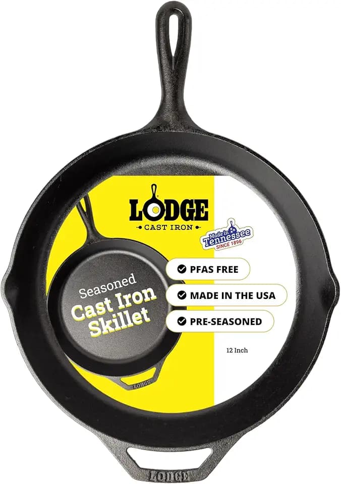 Lodge Pre-Seasoned Cast Iron Skillet, PFAS-Free, 12 Inches