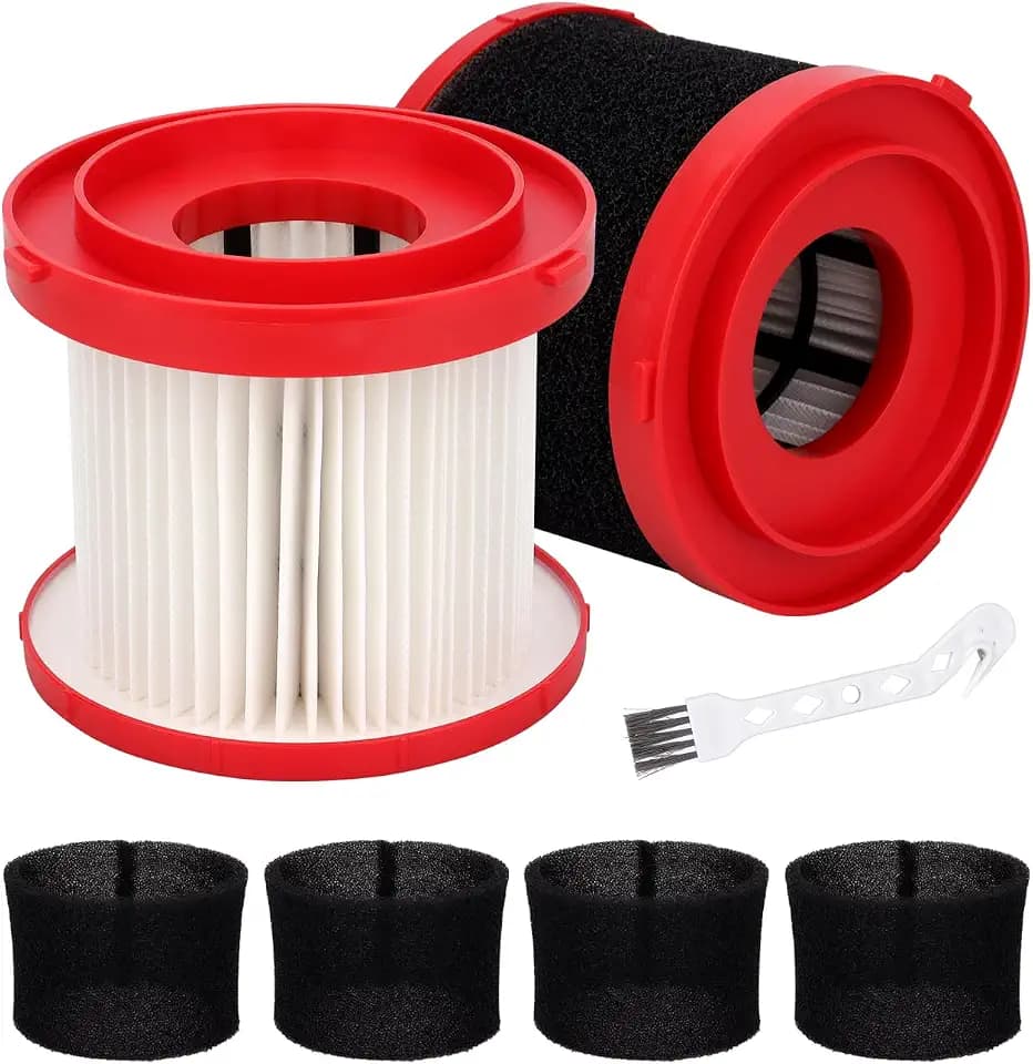 49-90-1900 Replacement Filters Compatible With Milwaukee Vacuum M18 Cordless Wet Dry Vacuum 0780-20 0880-20 & M12 0960-20 - 2 HEPA Filter + 4 Foam Sleeve Filter (Not for 0882-20)