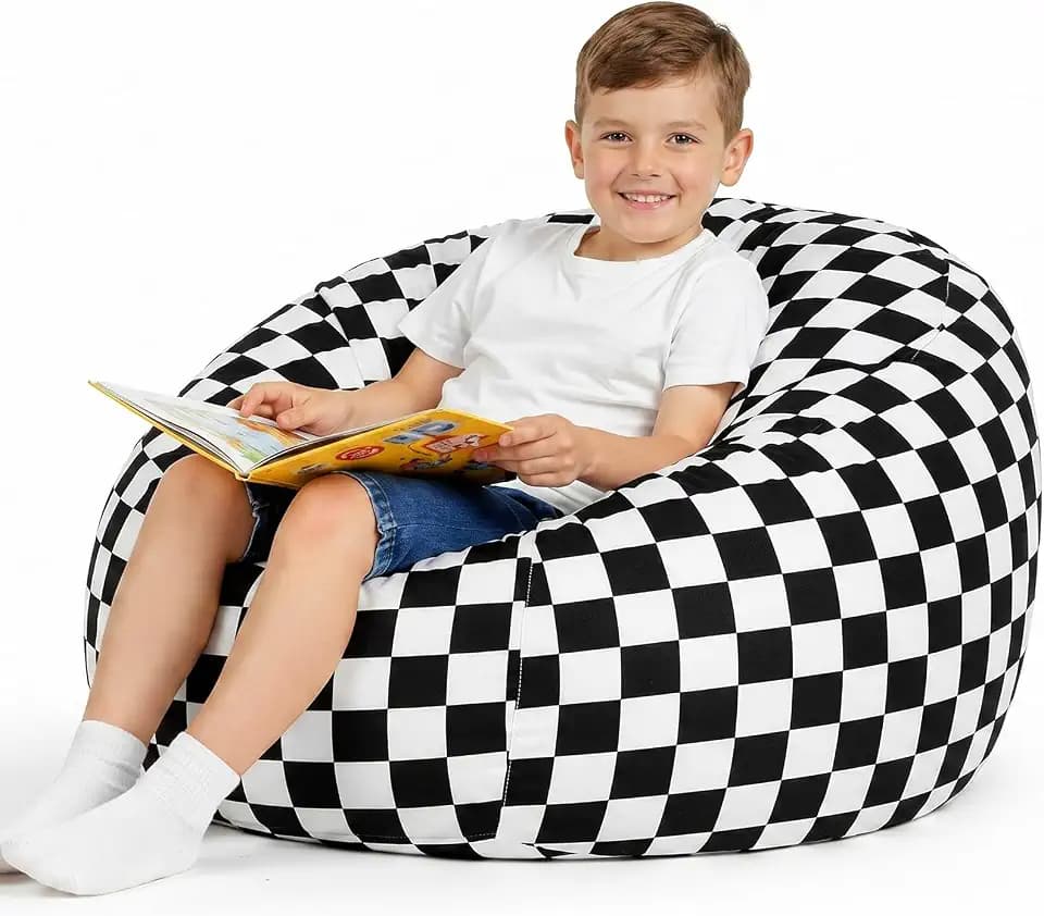 Boao 27 Inches Stuffed Animal Storage Bean Bag Cover, Racing Flag, 1 Pc