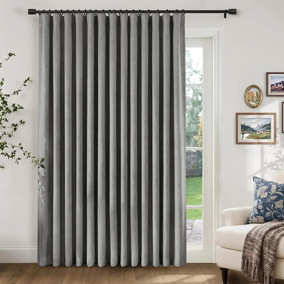 INOVADAY 100% Blackout Sliding Door Curtains, 1 Panel, W100xL96, Dark Grey