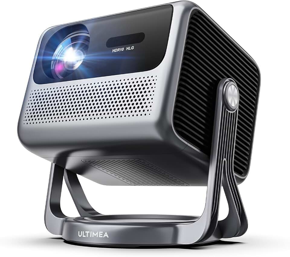 ULTIMEA Dolby Audio Beamer, Projektor mit 4K Unterstützung und Netflix, Portable Outdoor Beamer für Android TV 11.0, Smart Beamer mit 90° Gimbal Stand-free Design, 600 ANSI Lumens, Bluetooth, Nova C40