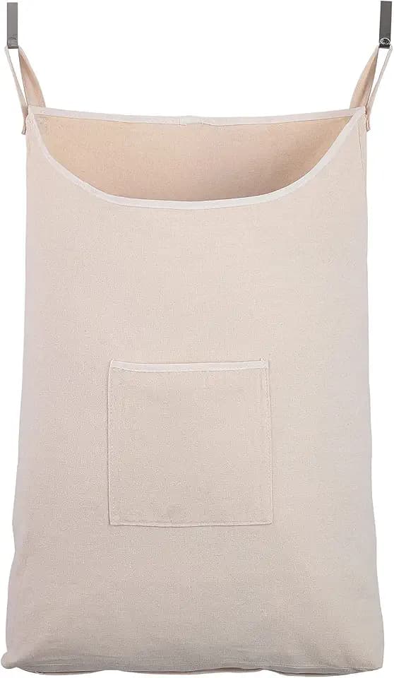 Hanging Laundry Hamper with Front Pocket, Beige, 65 Liters