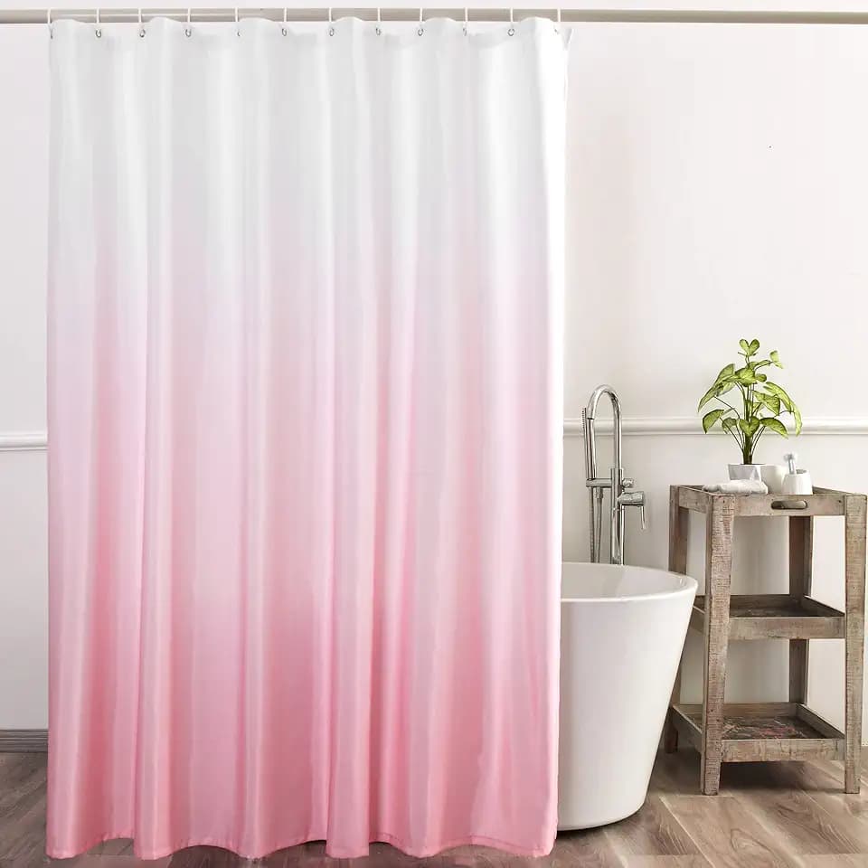 YI & ZE Pink Ombre Shower Curtain Set for Bathroom, 72" W x 72" L