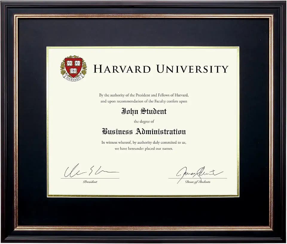 EXCELLO GLOBAL PRODUCTS Photo Document Frame: 11" x 14" with Double Mat Graduation Diploma Certificate Holder Wall Frame (Black/Gold/Red)