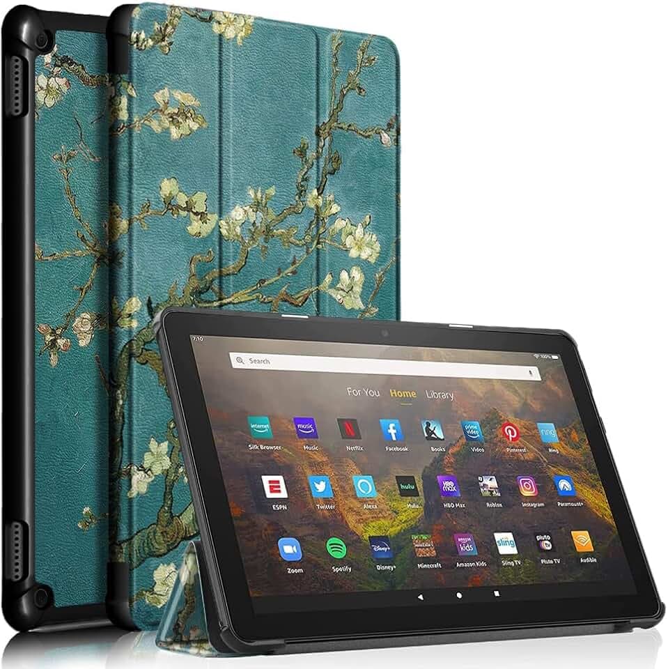 Tablet-Fall für 10 & HD 10 Plus (nur mit 11 Generation, 2021 Release)- Smart Stand Protective Case Ultra Light mit Auto Sleep Wake-Apricot Blossom