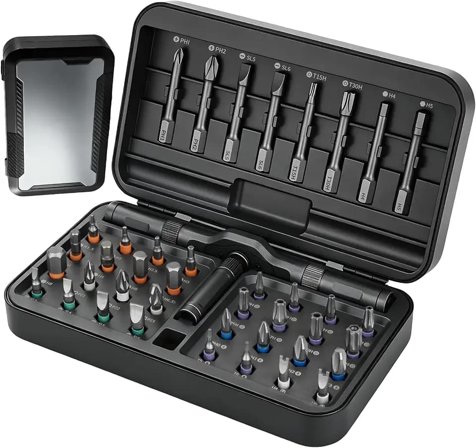 42 in 1 Magnetic Ratcheting Screwdriver Set, Multi-Bit Magnetic Screwdriver Kit with S2 Steel Bits & T-Handle Ratchet,Portable Repair Ratchet Screwdriver for Computer,Watch, Bicycles DIY,Gifts for Men