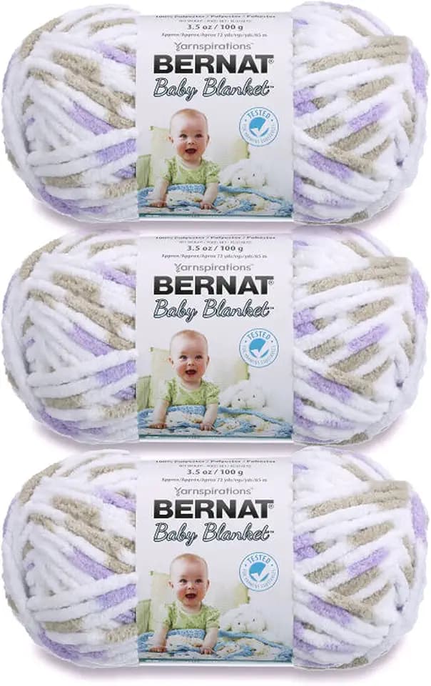 Bernat Baby Blanket Yarn for Crocheting Soft, Lilac Dove, 3-Pack
