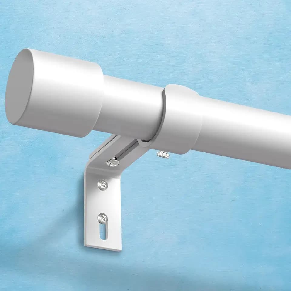 IFELS Heavy Duty Curtain Rods for Windows 66 to 120 Inch, 1 Inch White Curtain Rods for Outdoor, Farmhouse, Bedroom, Kitchen, Living Room, Adjustable Easy Install Drapery Rod (A2,White,30"-120")