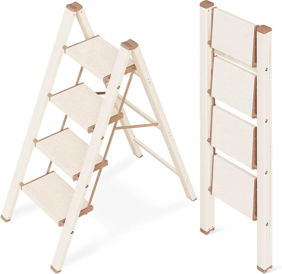 4 Step Ladder, Folding Step Stool with Anti-Slip Wide Pedal