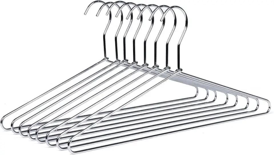 Amber Home 10 Pack Heavy Duty Metal Coat Hangers, Smooth Chrome Hangers