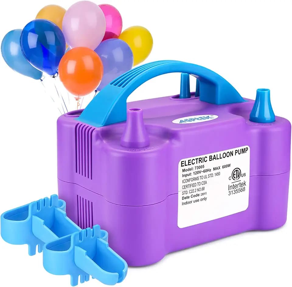 AGPTEK Electric Air Balloon Pump, Dual Nozzle Portable Balloon Inflator