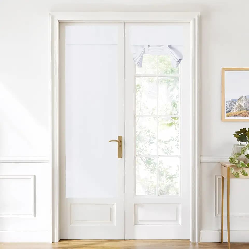 NICETOWN Pure White French Blackout Door Curtain for Front Window Cover