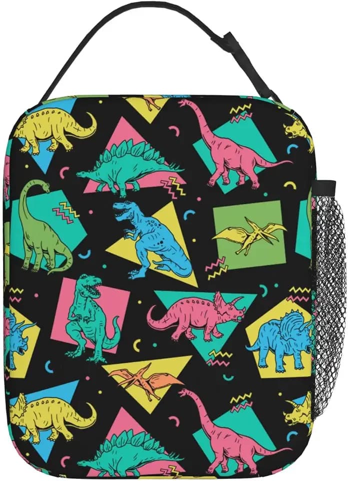 Gianlaima Funny Dinosaur Cool Planet Insulated Lunch Box For Women And Man, Portable Lunch Bags Reusable Cooler Tote For Office Work Travel Picnic Camping Beach