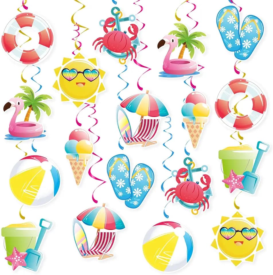 Summer Pool Hanging Swirls, 36 Pcs