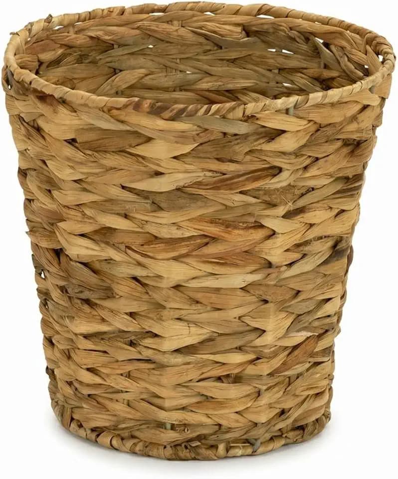 Household Essentials Wicker Waste Basket, Woven Leaf Basket with Wire Frame, Trash Bin or Storage Basket for Bedroom, Bathroom, Office and More