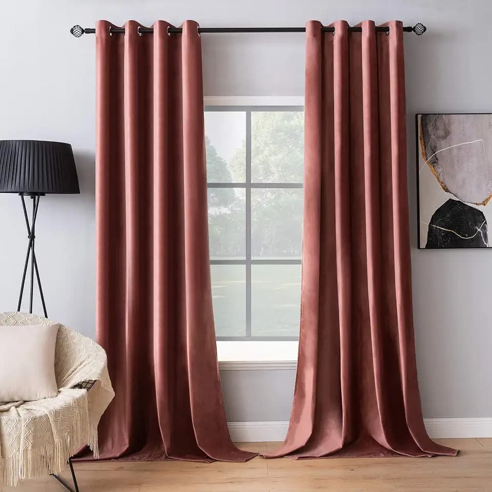 MIULEE Velvet Blackout Curtains Dusty Rose Pink 52"x108" Length 2 Panels