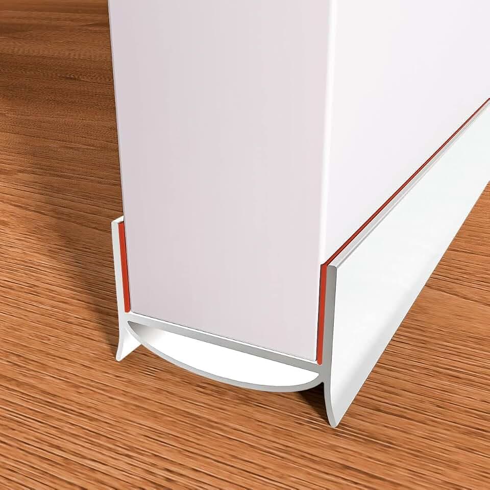 Door Draft Stopper for Bottom of Door, PVC Door Bottom Seal Strip with Strong Adhesive, Cuttable Door Sweep for Exterior & Interior Doors, Blocks Drafts, Dust, Noise & Cold Air, 36 Inch. (1, White)