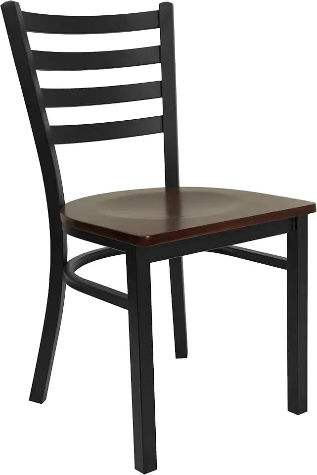 Flash Furniture Hercules Metal Ladder Back Restaurant Chair, Mahogany