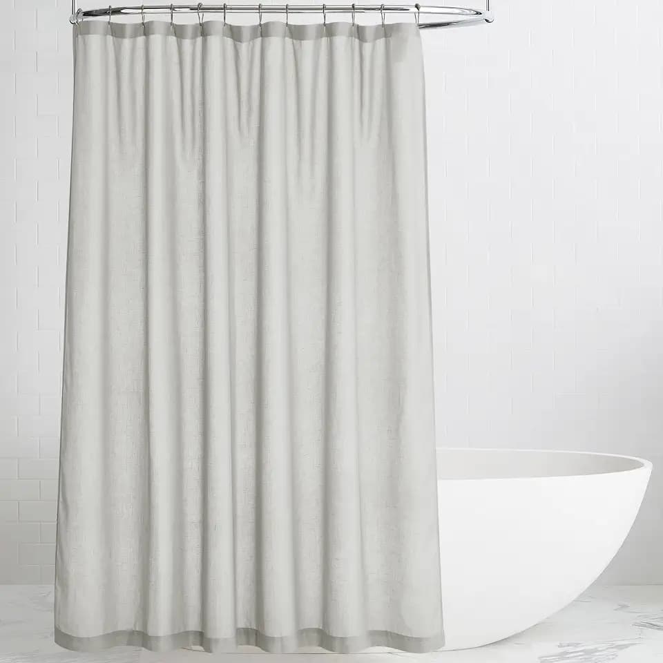 KGORGE Linen Blend Semi-Sheer Shower Curtains Grey for Bathroom