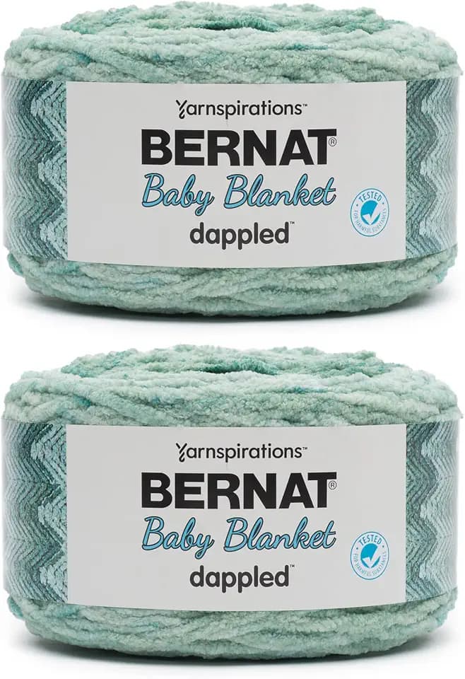 Bernat Baby Blanket Dappled Yarn for Crocheting, Misty Jungle Green, 2-Pack