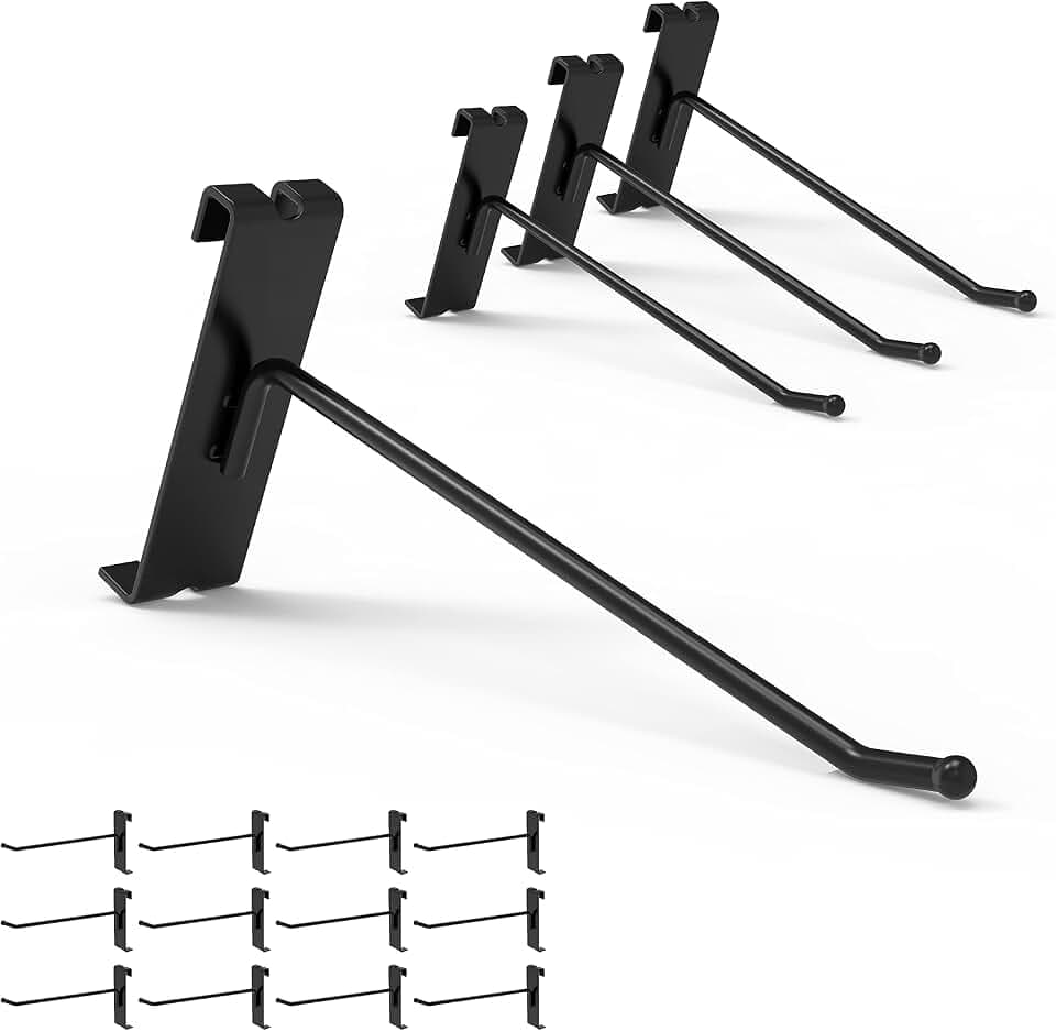 HUHOLE 32 Pack 6 Inch Black Gridwall Hooks for 3 × 3 Wire Grid Panel