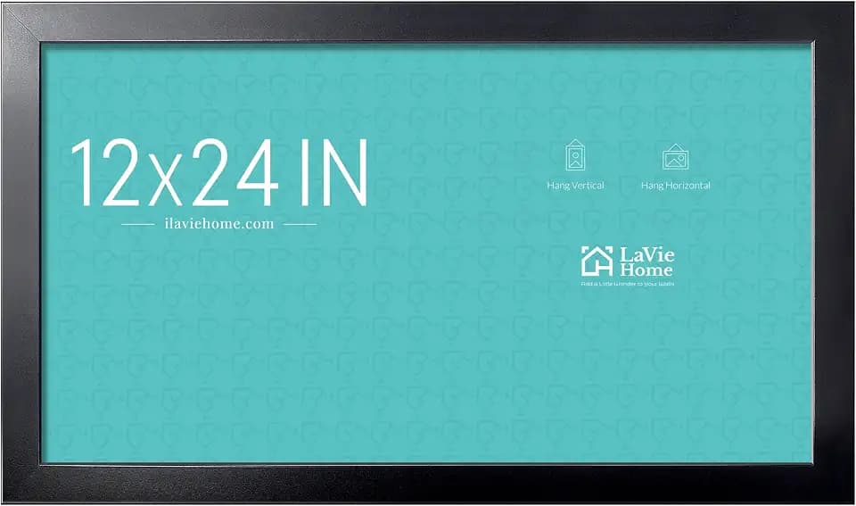 LaVie Home 12x24 Picture Frame Black, Panoramic Picture Frame for Wall Decoration, Classic Black Minimalist Style Suitable for Decorating Houses, Offices, Hotels(1 Pack)
