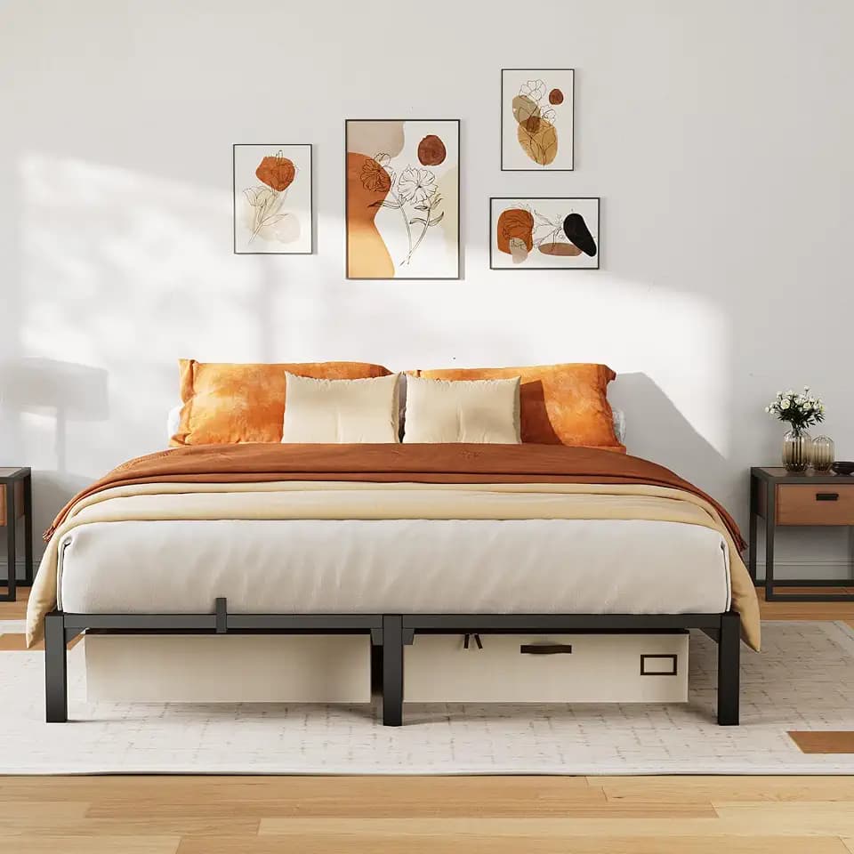 GarveeHome 10 Inch Full Bed Frame, Heavy Duty Metal Platform Bed Frame with Iron Slat Support, No Box Spring Needed, Tool-Free Assembly, Supports 800 Lbs