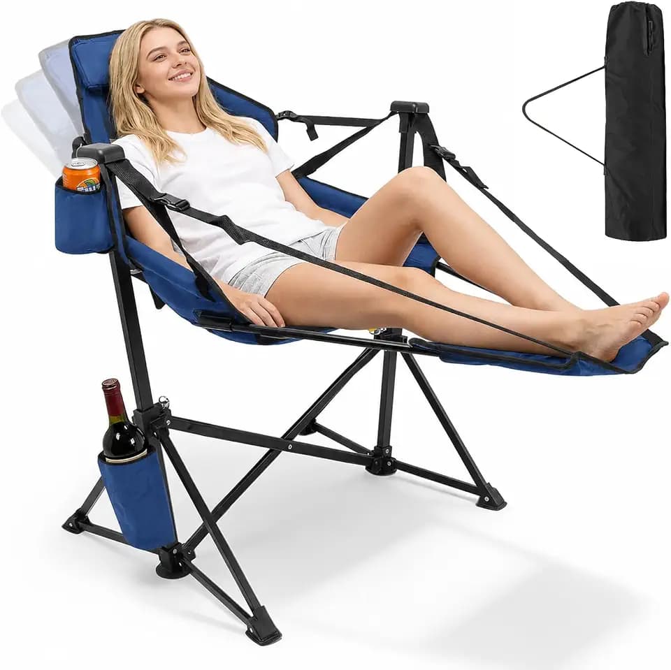 ZENPETIO Hammock Camping Chair with Footrest, Folding Rocking Chairs 500lbs