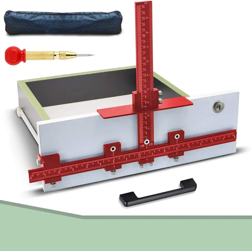 Cabinet Hardware Jig,Aluminum Alloy Cabinet Handle Template Tool-Cabinet Jig for Fast and Accurate Installation of Handles and Pulls (Red)