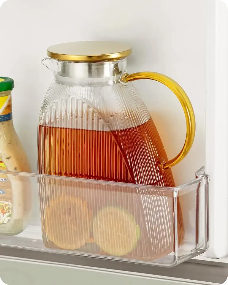Baffect Water Pitcher Glass Jug With Lid and Spout(Vertical Pattern)