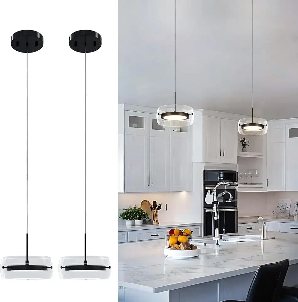 Modern Pendant Lights Kitchen Island, Dual-Sided LED Hanging Light Fixture