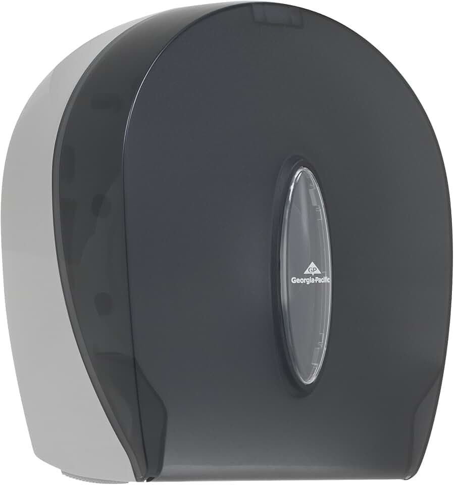 Georgia-Pacific Single-Roll Jumbo Toilet Paper Dispenser by GP PRO (Georgia-Pacific), Translucent Smoke, 59009, 10.610" W x 5.390" D x 11.290" H