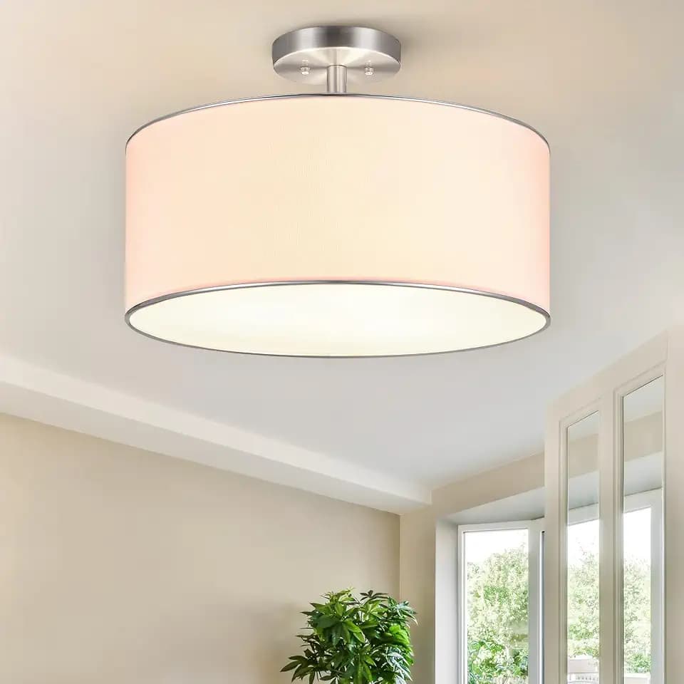 VONLUCE Semi Flush Mount Ceiling Light 18", 3-Light Drum Light Fixture