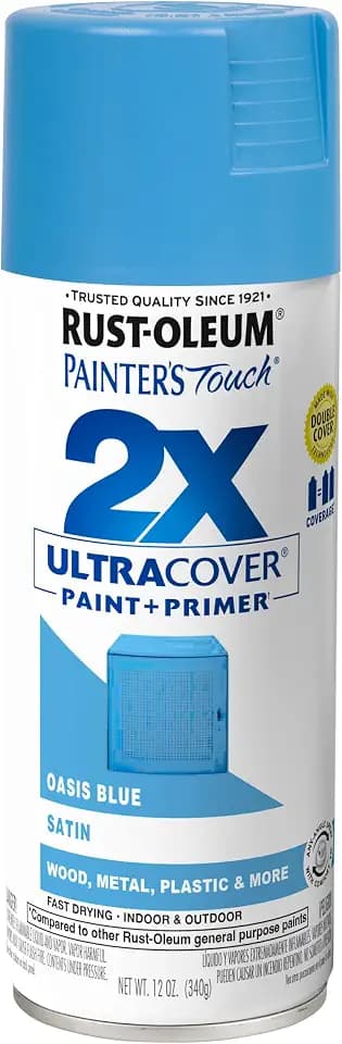 Rust-Oleum Painter's Touch 2X Ultra Cover Spray Paint, Satin Oasis Blue