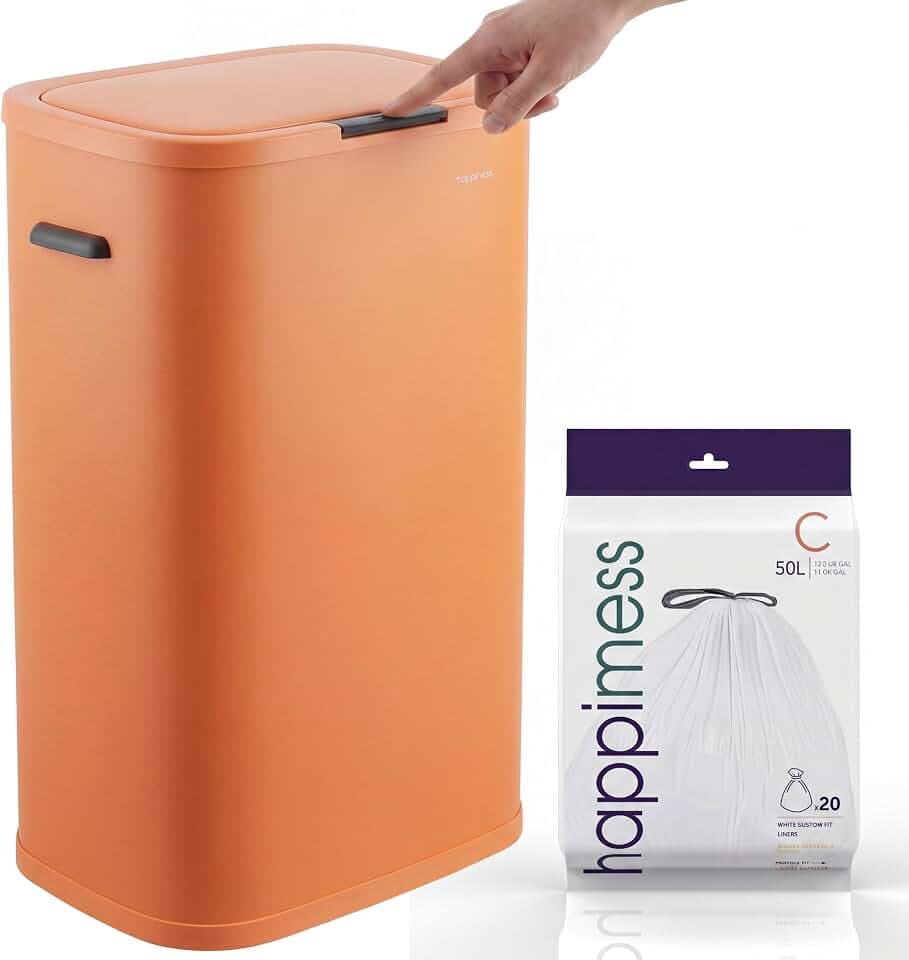 happimess Tammi 14.5 Gal Slim Push Button Trash Can, Carrot Cake