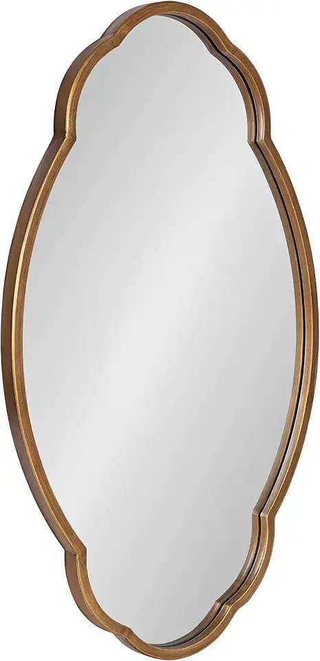 Kate and Laurel Magritte Mid-Century Scalloped Mirror, 18" x 30", Gold, Delicate Wall Decor to Use As Accent Or Vanity Mirror