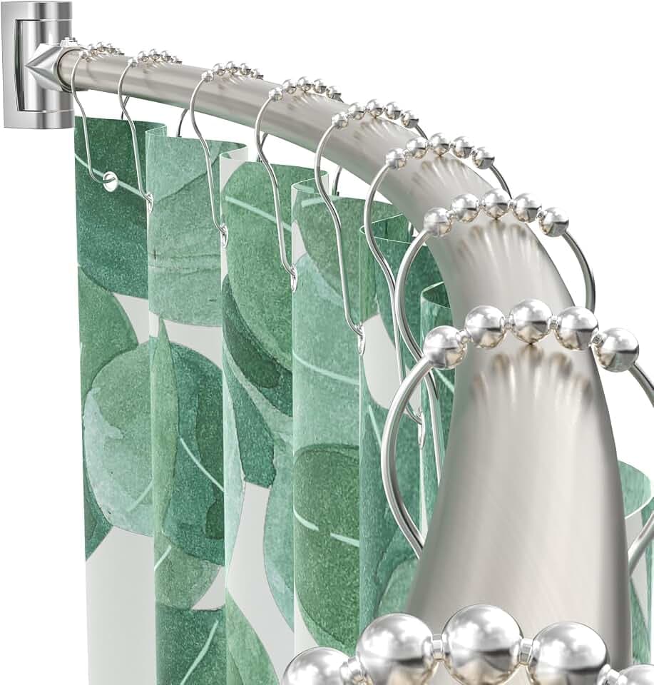 Curved Shower Curtain Rod For Bathroom, 38-72 Inches Adjustable, Nickel